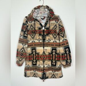 Sabrina Lauren New York Patterned Zip Up Hooded Jacket Soft and Comfortable